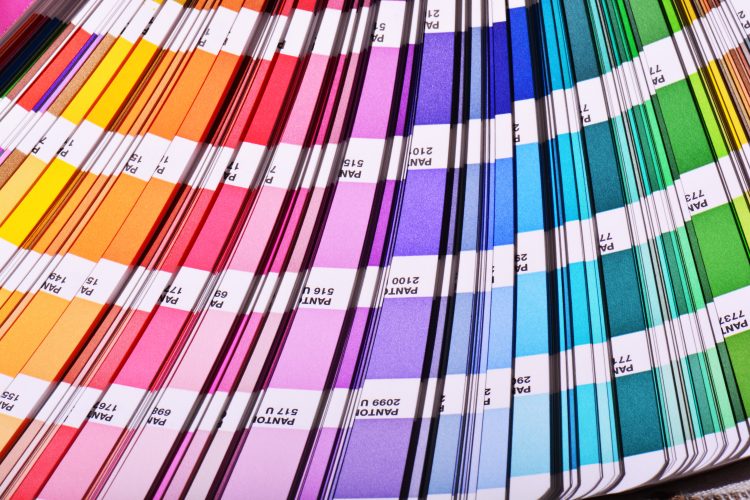 Color Palette Pantone Guide Close Up. Colorful Swatch Catalog.